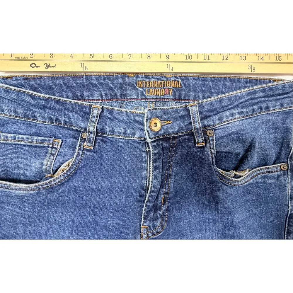 International Laundry Johnny Jeans Mens 32x31 Blue Denim Straight Leg Distressed